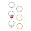 Multi-Pack Mushroom Flower Hoop Nose Rings 6 Pack - 20 Gauge at Spencer's