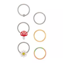 Multi-Pack Mushroom Flower Hoop Nose Rings 6 Pack - 20 Gauge at Spencer's