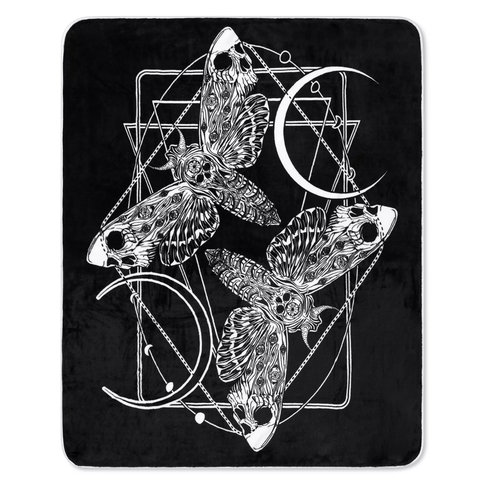 Black Dancing Moth Fleece Blanket