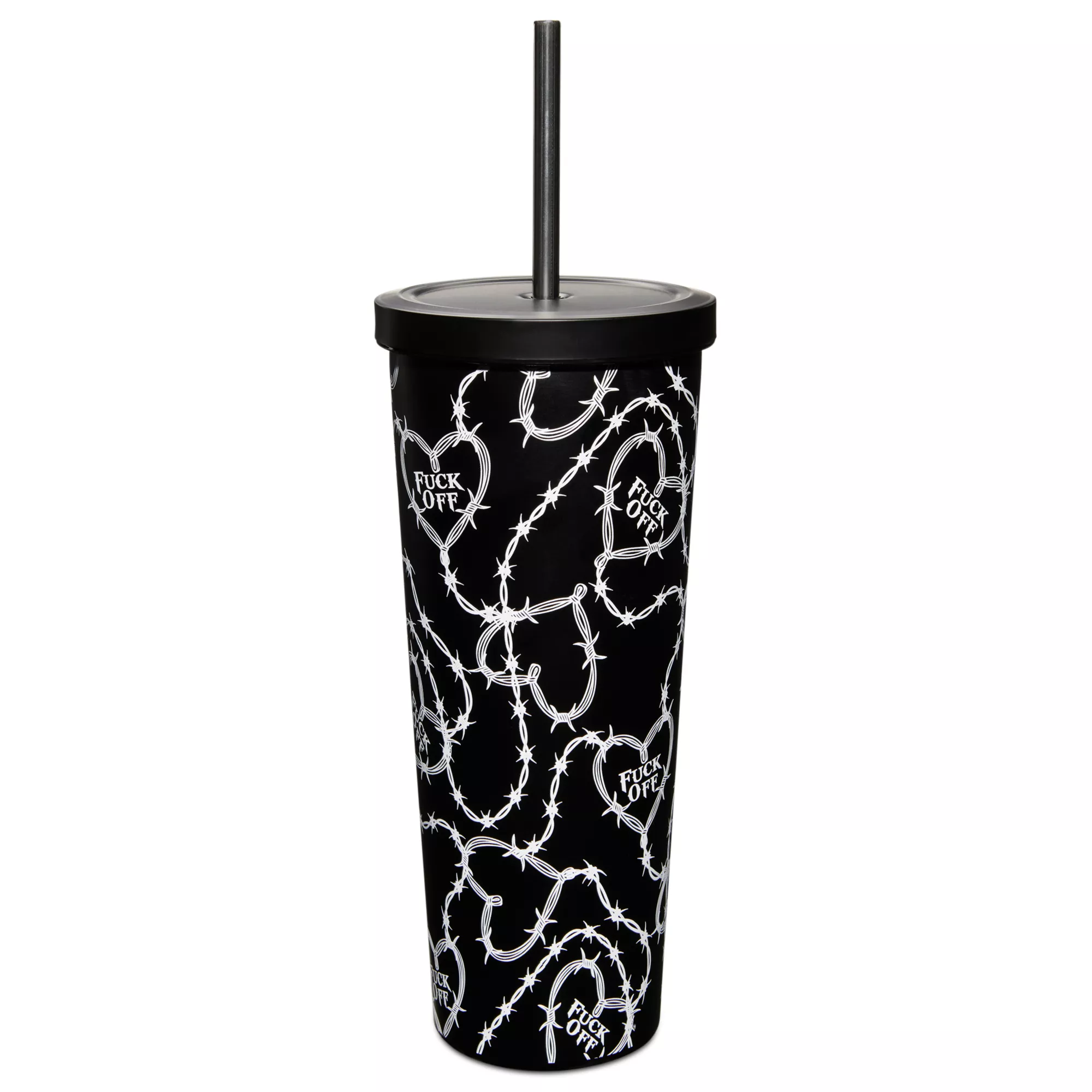 Fuck Off Barbed Wire Cup with Straw - 20 oz. at Spencer's