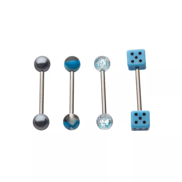 Multi-Pack Blue Dice Barbells 4 Pack - 14 Gauge at Spencer's