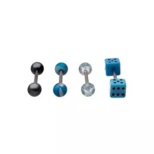 Multi-Pack Blue Dice Barbells 4 Pack - 14 Gauge at Spencer's