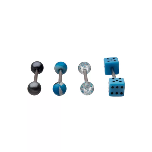 Multi-Pack Blue Dice Barbells 4 Pack - 14 Gauge at Spencer's