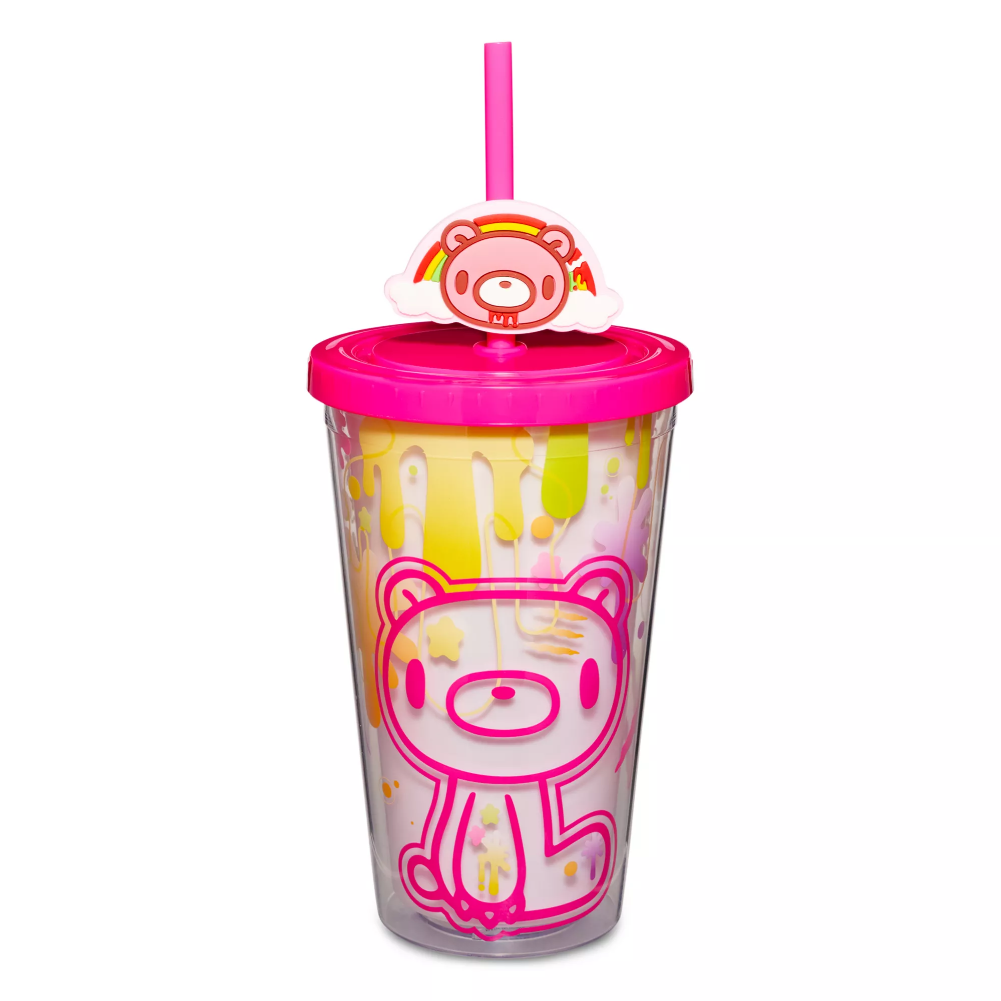 Gloomy Bear Paint Splatter Cup with Straw - 16 oz. at Spencer's
