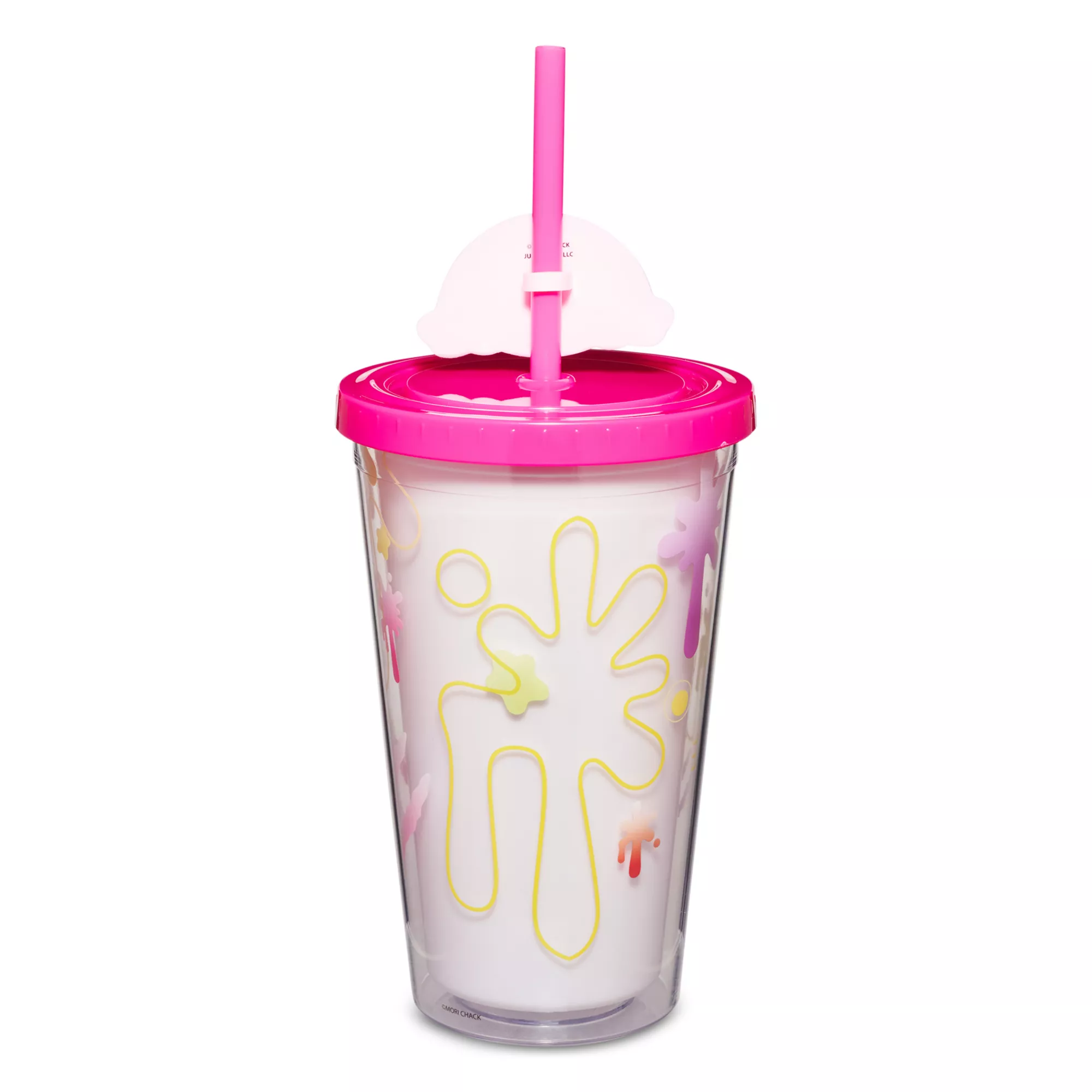 Gloomy Bear Paint Splatter Cup with Straw - 16 oz. at Spencer's