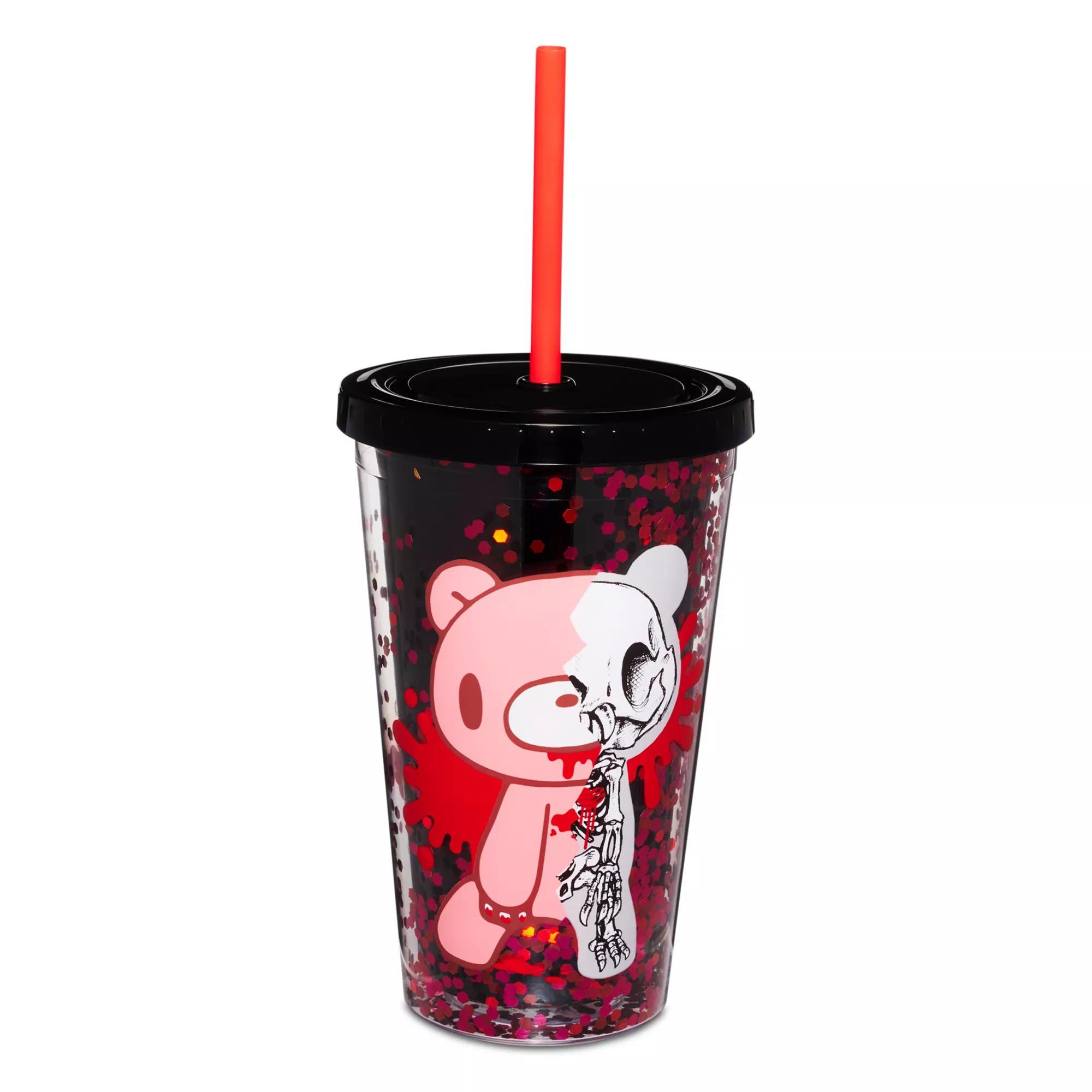 Gloomy Bear Skeleton Cup with Straw - 16 oz. at Spencer's