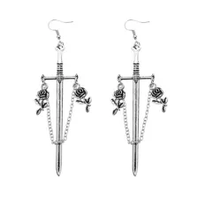 Dagger Rose Chain Dangle Earrings at Spencer's