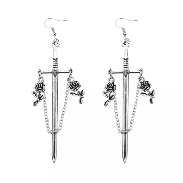 Dagger Rose Chain Dangle Earrings at Spencer's