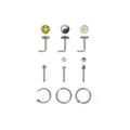 Multi-Pack CZ Smiley Face and Yin Yang Hoop and Pin Nose Rings 9 Pack - 20 Gauge at Spencer's