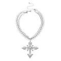 Layered Pearl Cross Choker Necklace at Spencer's