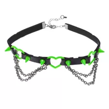 Neon Green Heart Spike Choker Necklace at Spencer's