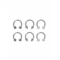 Multi-Pack Spiked and Glitter Silvertone Horseshoe Rings 6 Pack - 10 Gauge at Spencer's