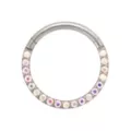 Multi-Color CZ Titanium Hinged Hoop Ring - 16 Gauge at Spencer's