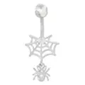 CZ Silvertone Spider Web Dangle Belly Ring - 14 Gauge at Spencer's