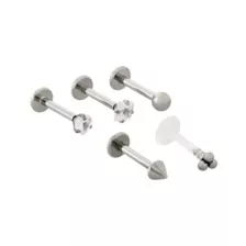 Multi-Pack CZ Threadless Labret Lip Rings 5 Pack - 16 Gauge at Spencer's