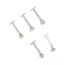 Multi-Pack CZ Threadless Labret Lip Rings 5 Pack - 16 Gauge at Spencer's