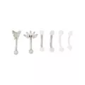 Multi-Pack CZ Butterfly Curved Barbells 6 Pack - 16 Gauge at Spencer's