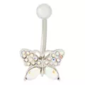 CZ Slab Titanium Butterfly Belly Ring - 14 Gauge at Spencer's