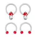Multi-Pack CZ Mushroom Captive Bead and Horseshoe Rings 2 Pair - 14 Gauge at Spencer's