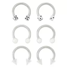 Multi-Pack Dice Horseshoe Rings 3 Pair - 14 Gauge at Spencer's