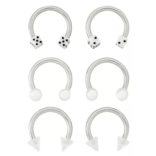 Multi-Pack Dice Horseshoe Rings 3 Pair - 14 Gauge at Spencer's