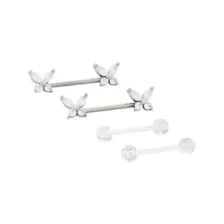 Multi-Pack CZ G23 Titanium Butterfly Nipple Barbells 2 Pair - 14 Gauge at Spencer's