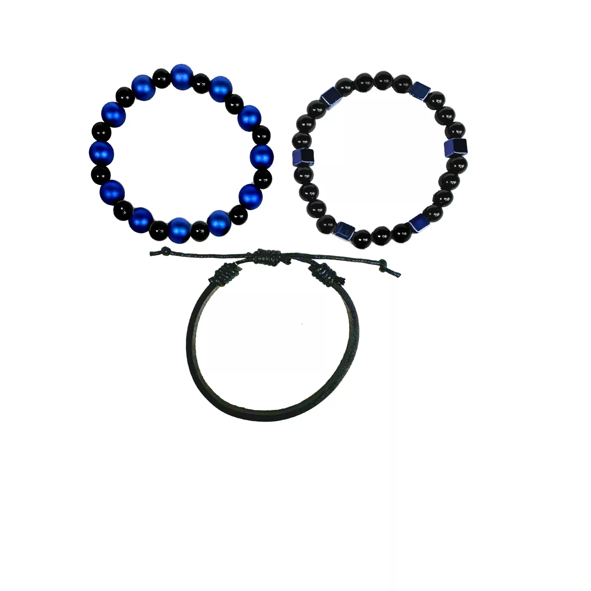 Multi-Pack Black and Blue Beaded Bracelets - 3 Pack at Spencer's