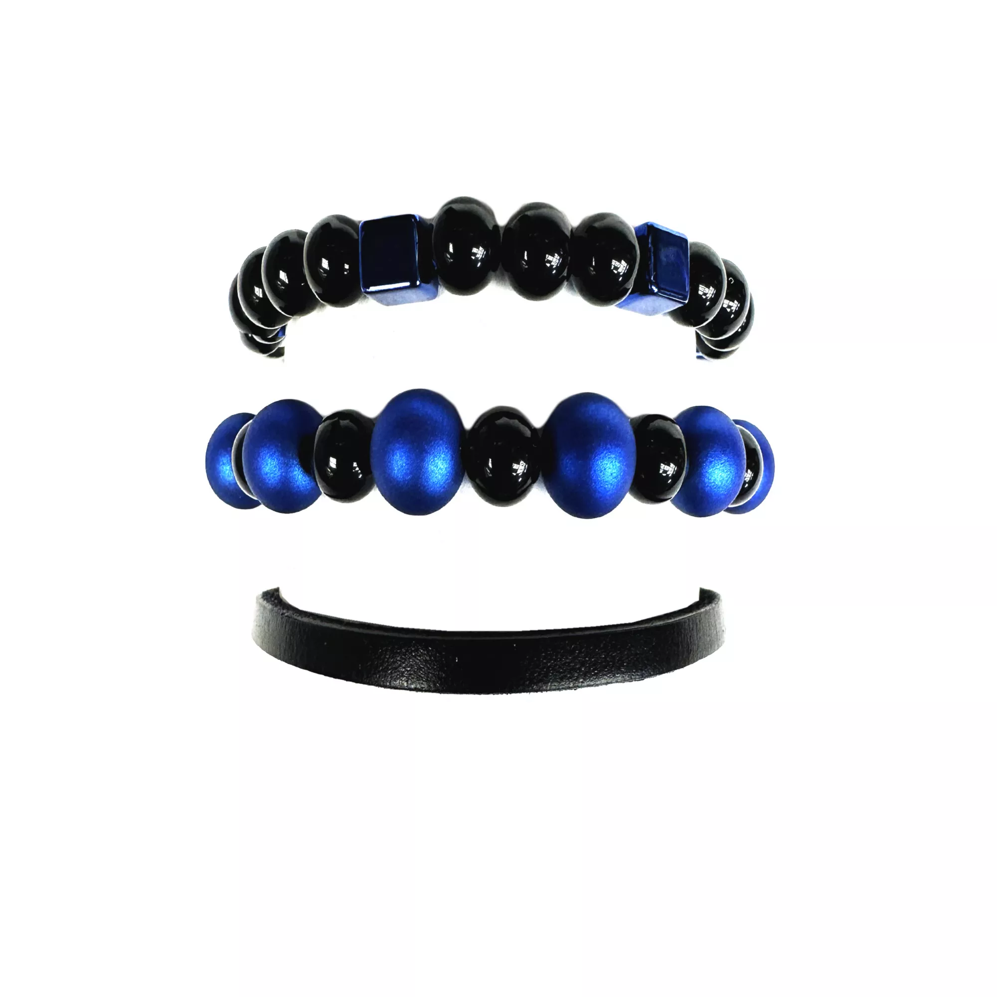 Multi-Pack Black and Blue Beaded Bracelets - 3 Pack at Spencer's