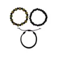 Multi-Pack Green and Black Beaded Leather Bracelets - 3 Pack at Spencer's