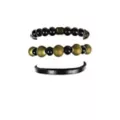 Multi-Pack Green and Black Beaded Leather Bracelets - 3 Pack at Spencer's