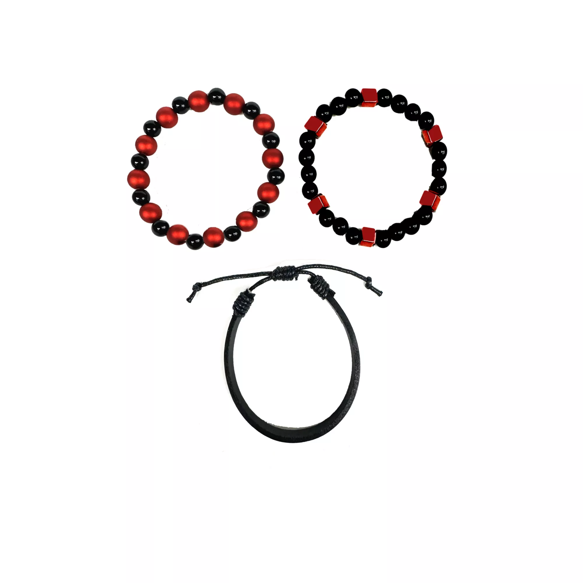 Multi-Pack Red and Black Beaded Bracelets - 3 Pack at Spencer's