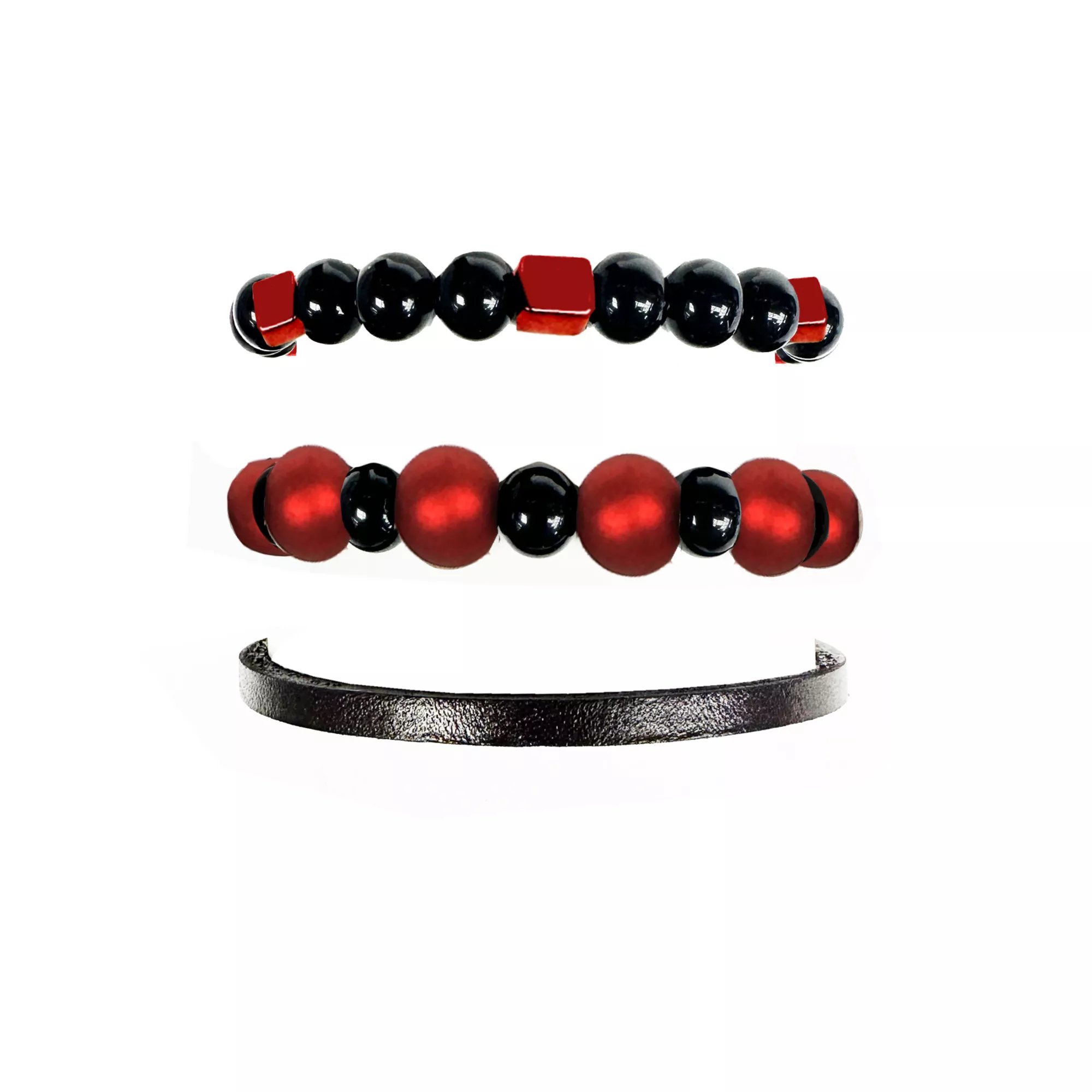 Multi-Pack Red and Black Beaded Bracelets - 3 Pack at Spencer's
