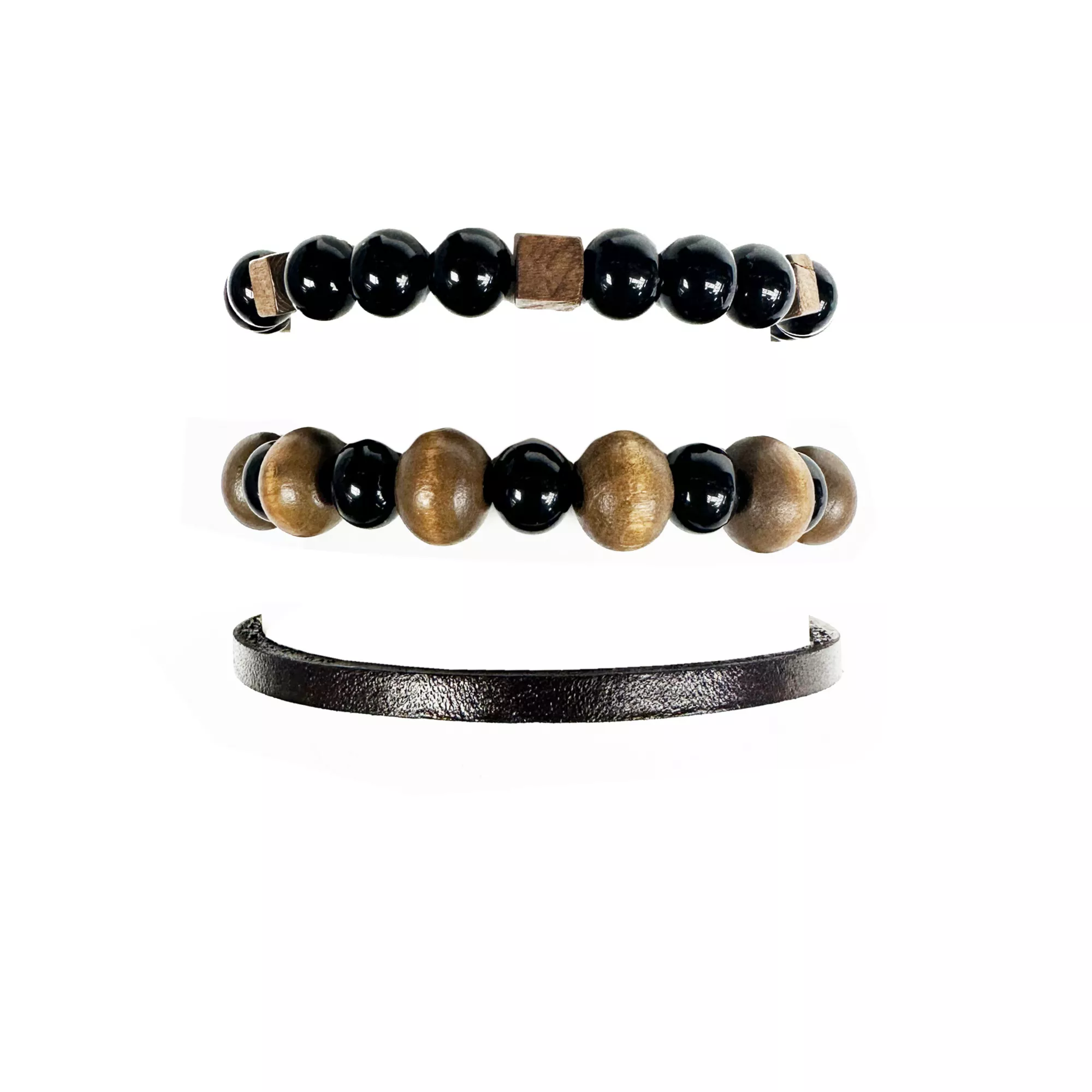 Black and Brown Beaded and Cord Bracelets - 3 Pack at Spencer's