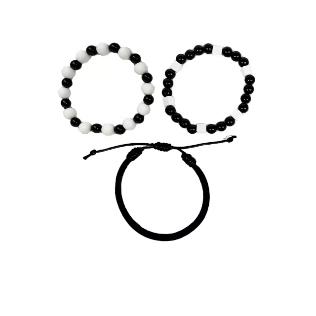 Multi-Pack Black and White Beaded Bracelets - 3 Pack at Spencer's