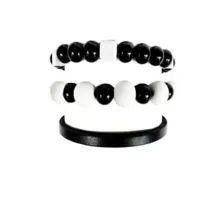 Multi-Pack Black and White Beaded Bracelets - 3 Pack at Spencer's