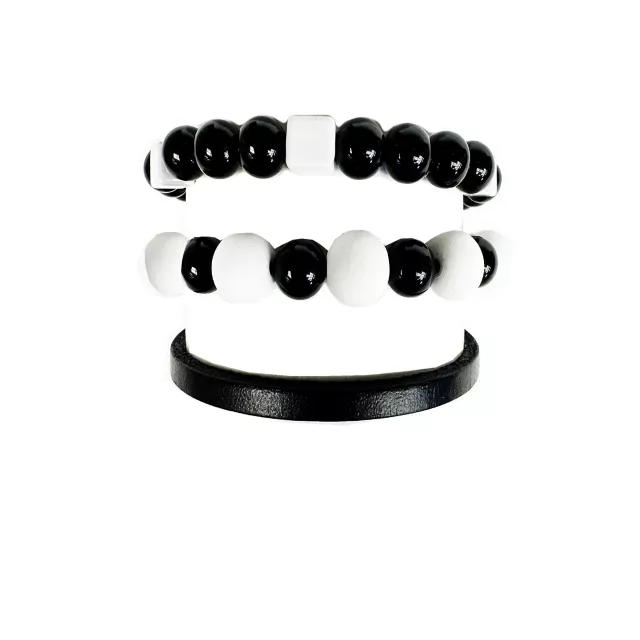 Multi-Pack Black and White Beaded Bracelets - 3 Pack at Spencer's