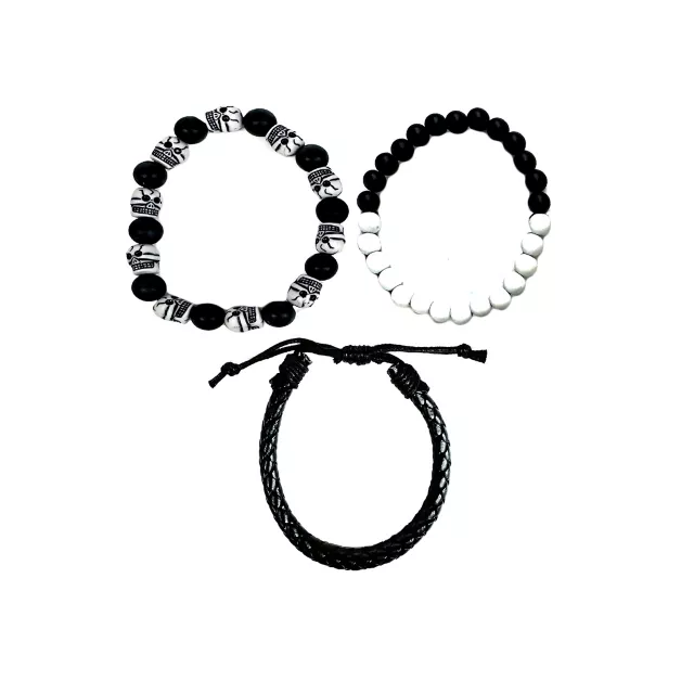 Multi-Pack Black and White Cross Bracelets - 3 Pack at Spencer's