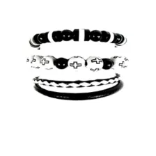 Multi-Pack Black and White Cross Bracelets - 3 Pack at Spencer's