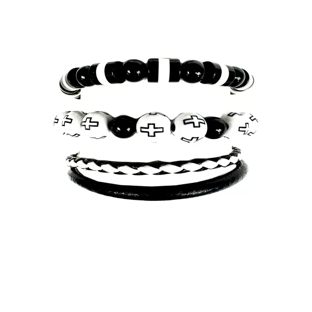 Multi-Pack Black and White Cross Bracelets - 3 Pack at Spencer's