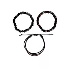 Multi-Pack Black and Brown Beaded Braid Bracelets - 3 Pack at Spencer's