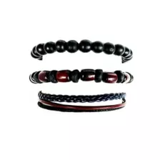 Multi-Pack Black and Brown Beaded Braid Bracelets - 3 Pack at Spencer's