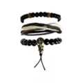 Multi-Pack Black and Brown Cord and Beaded Bracelets - 3 Pack at Spencer's