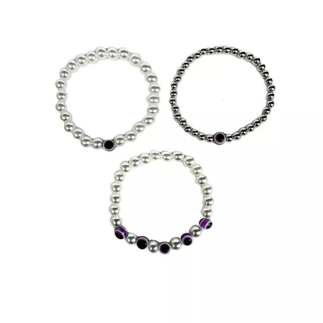 Multi-Pack White and Purple Beaded Evil Eye Bracelets - 3 Pack at Spencer's