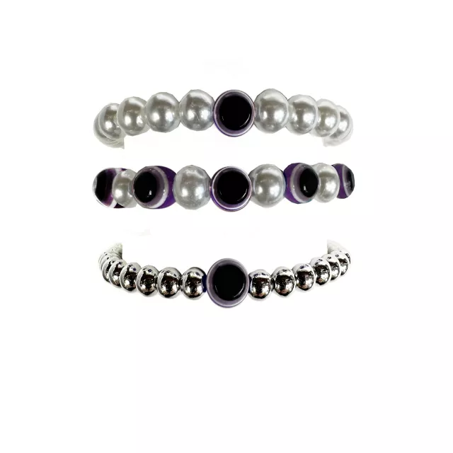 Multi-Pack White and Purple Beaded Evil Eye Bracelets - 3 Pack at Spencer's
