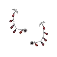 CZ Red and Black Bat Dangle Ear Cuffs at Spencer's