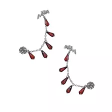 CZ Red and Black Bat Dangle Ear Cuffs at Spencer's