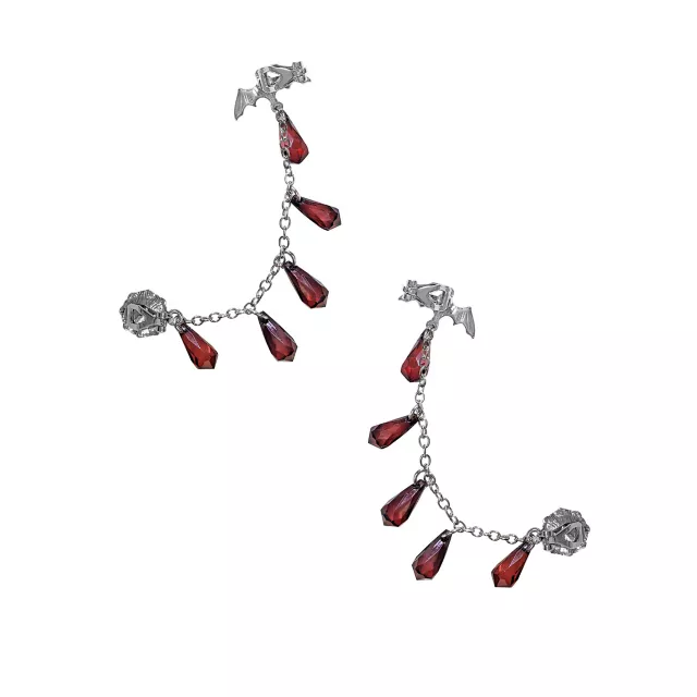 CZ Red and Black Bat Dangle Ear Cuffs at Spencer's