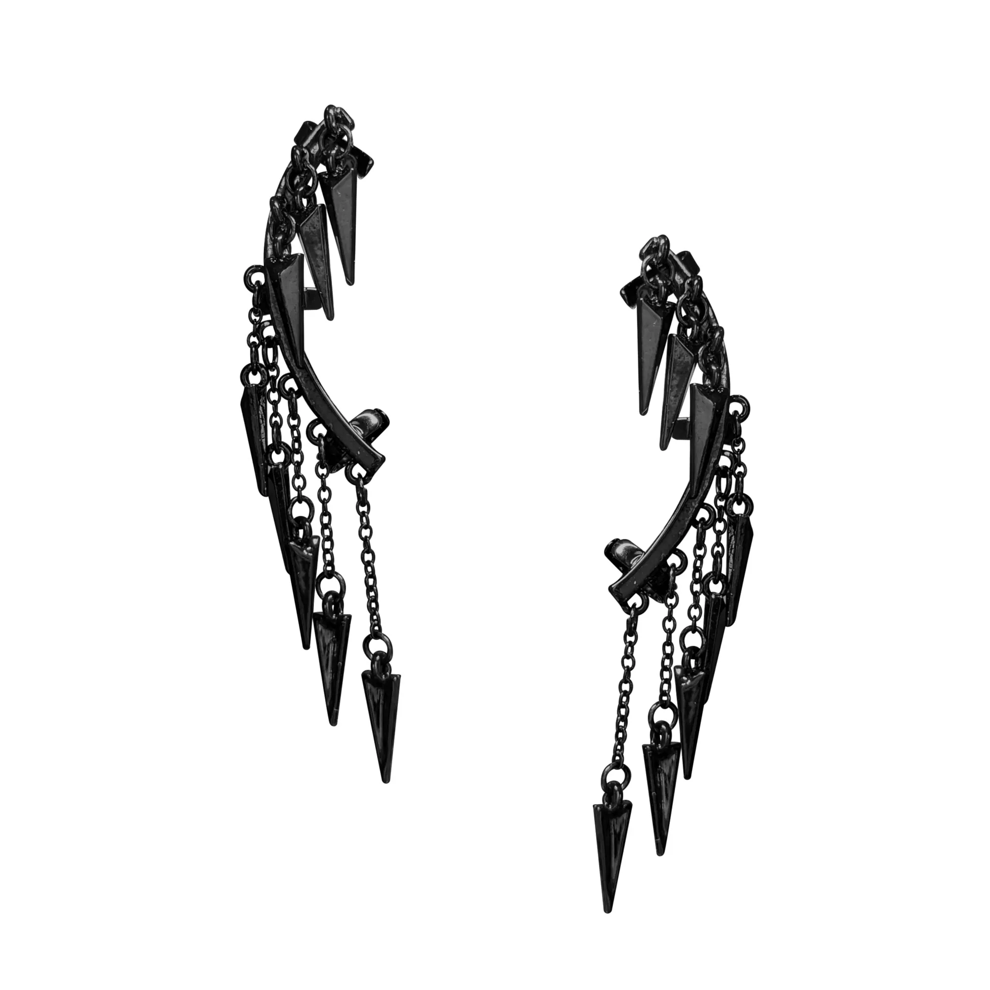 Black Spike Dangle Ear Cuffs at Spencer's