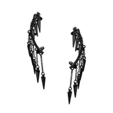 Black Spike Dangle Ear Cuffs at Spencer's
