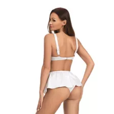 3 Piece White Sequin Lingerie Set at Spencer's